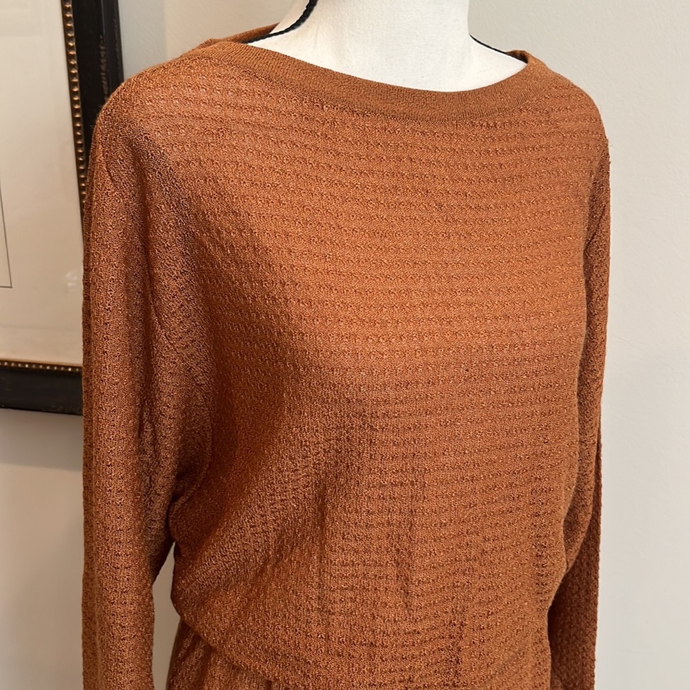 Outlander Vintage Dress Thin Knit Long Sleeve Made in Italy Medium Pumpkin Fall - Picture 10 of 15